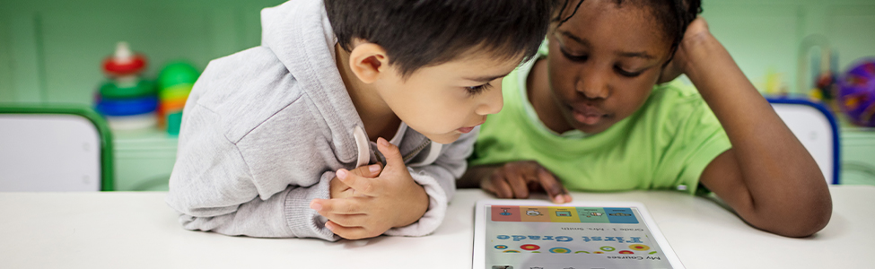 young kids on tablet