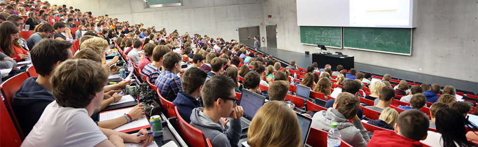 teacher lecturing in lecture hall