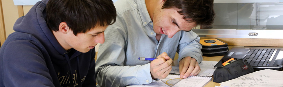 two students working together