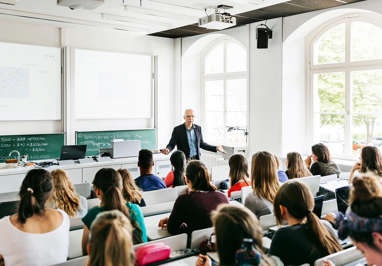 Professor lecturing to a class