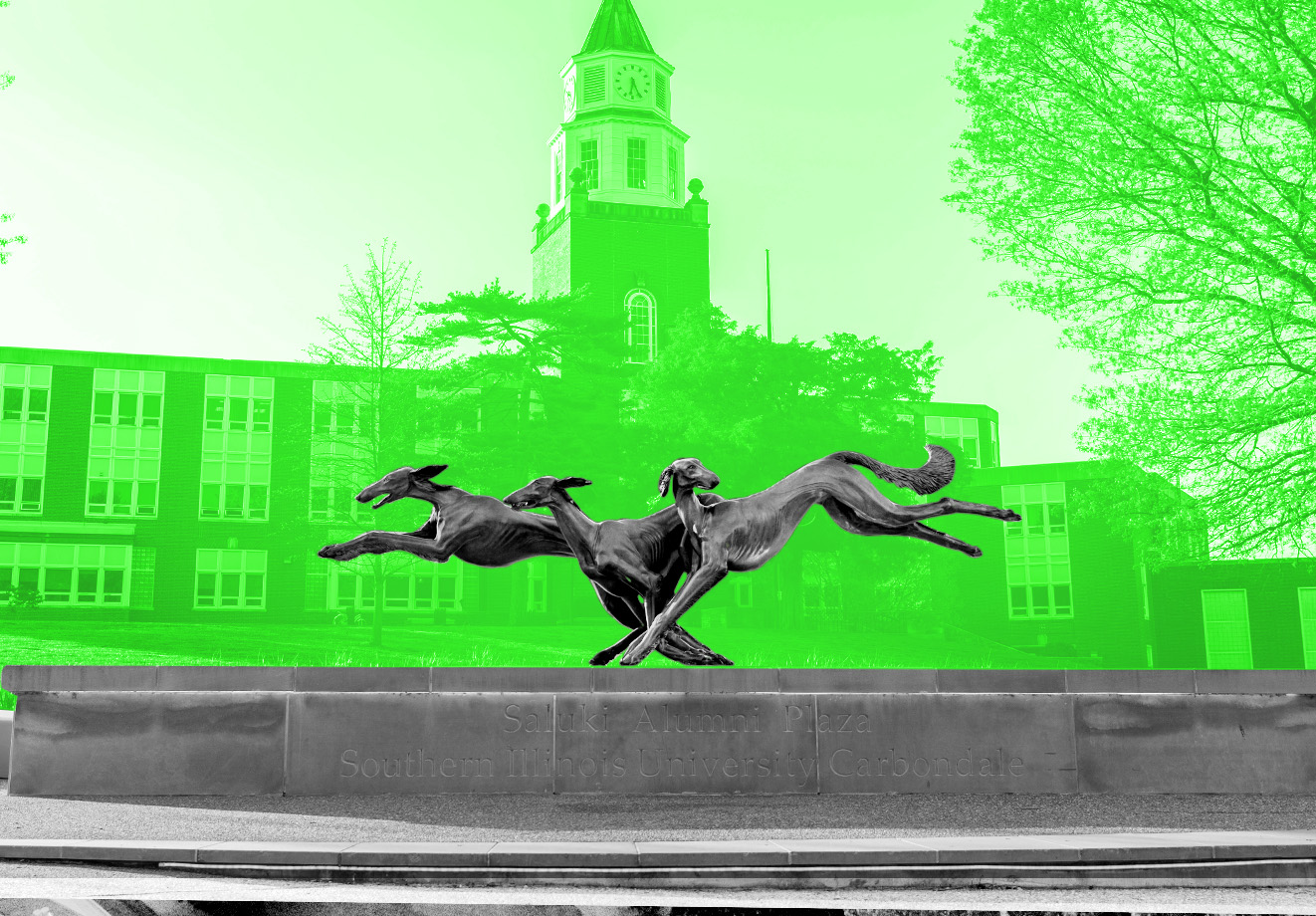 A statue on campus at Southern Illinois University.