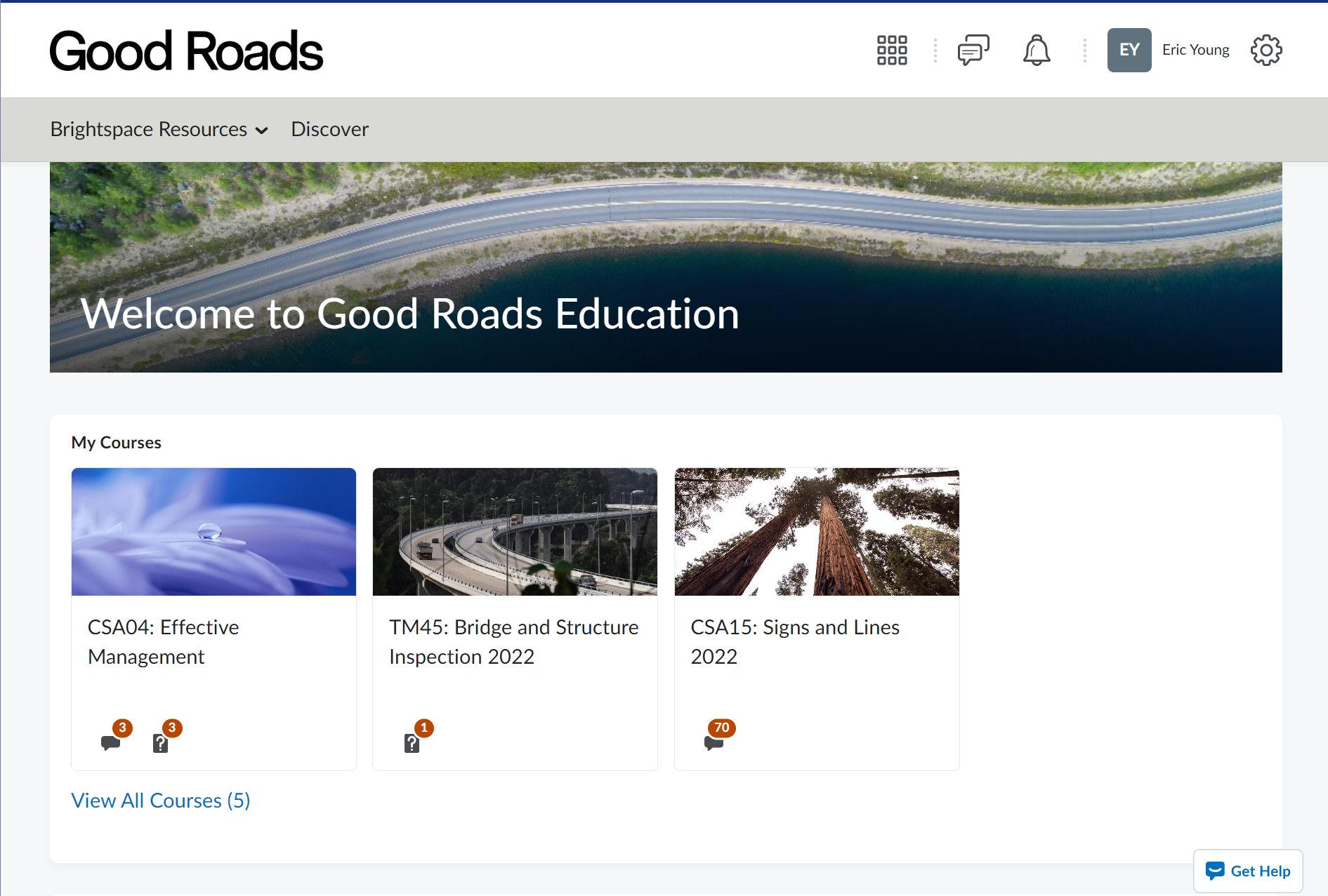 good roads course lms homepage