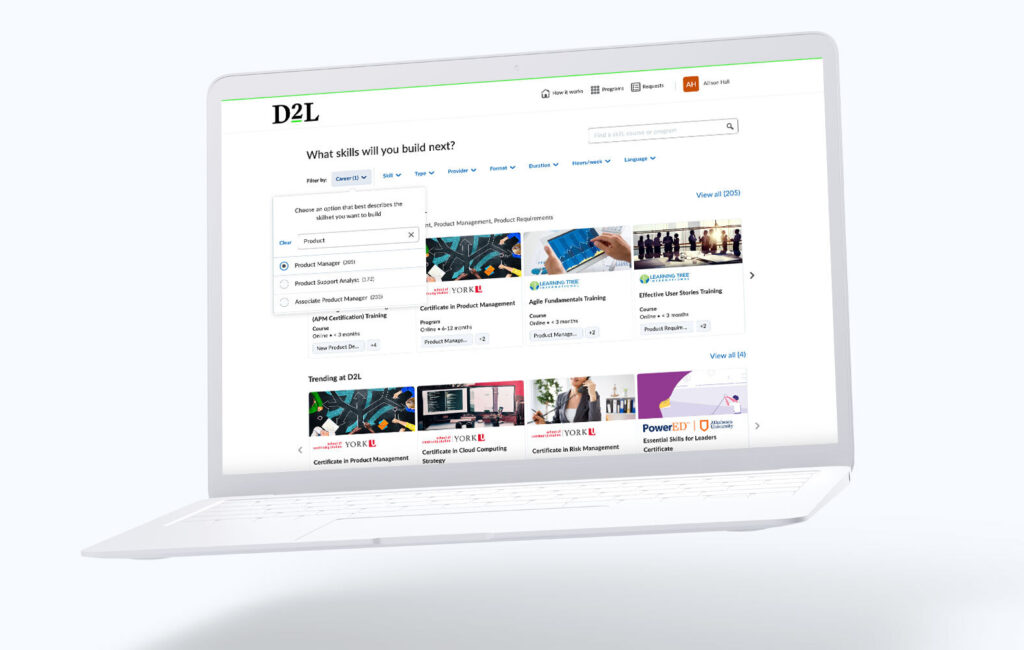 D2L for Business on laptop