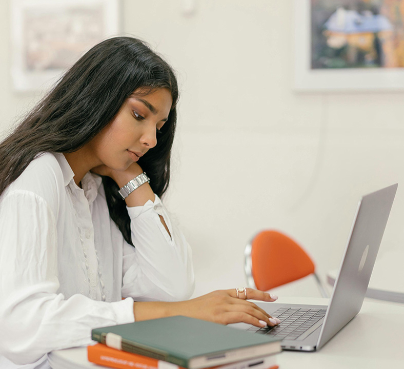 Student working on laptop