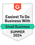 G2 Badge - Easiest to do business with small business Summer 2024
